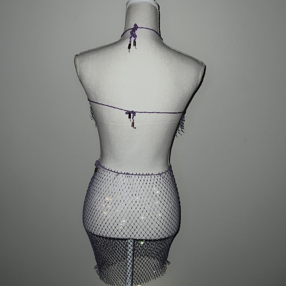 Diamond Rhinestone Fishnet Skirt Set - Picture 5 of 6